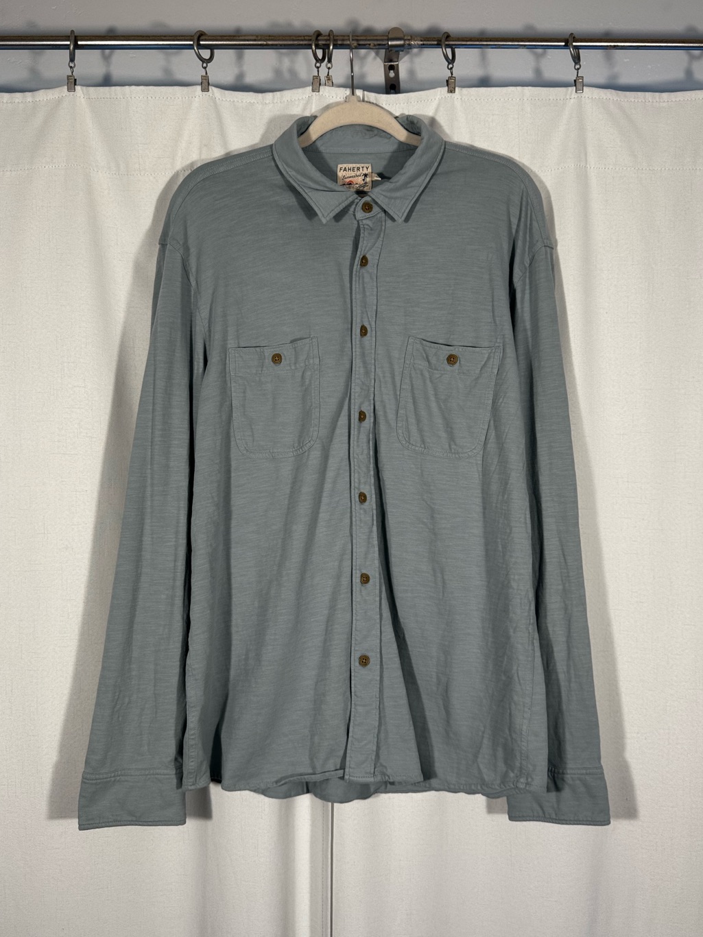 Faherty Sunwashed Organic Cotton Blue Button Up Shirt
